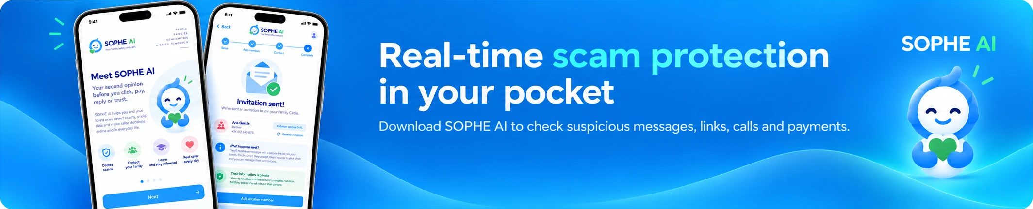 Real-time scam protection in your pocket — download SOPHE AI to check suspicious messages, links, calls and payments.