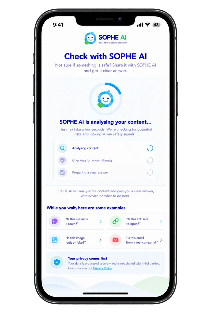 Analyse screen of the SOPHE AI app